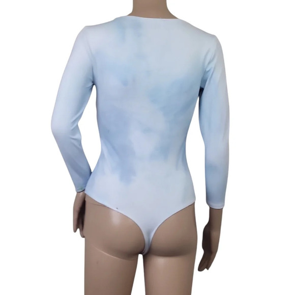 Free People Truth Or Square Custom Tie Dye Clouds Bodysuit White Basic - Picture 2 of 2